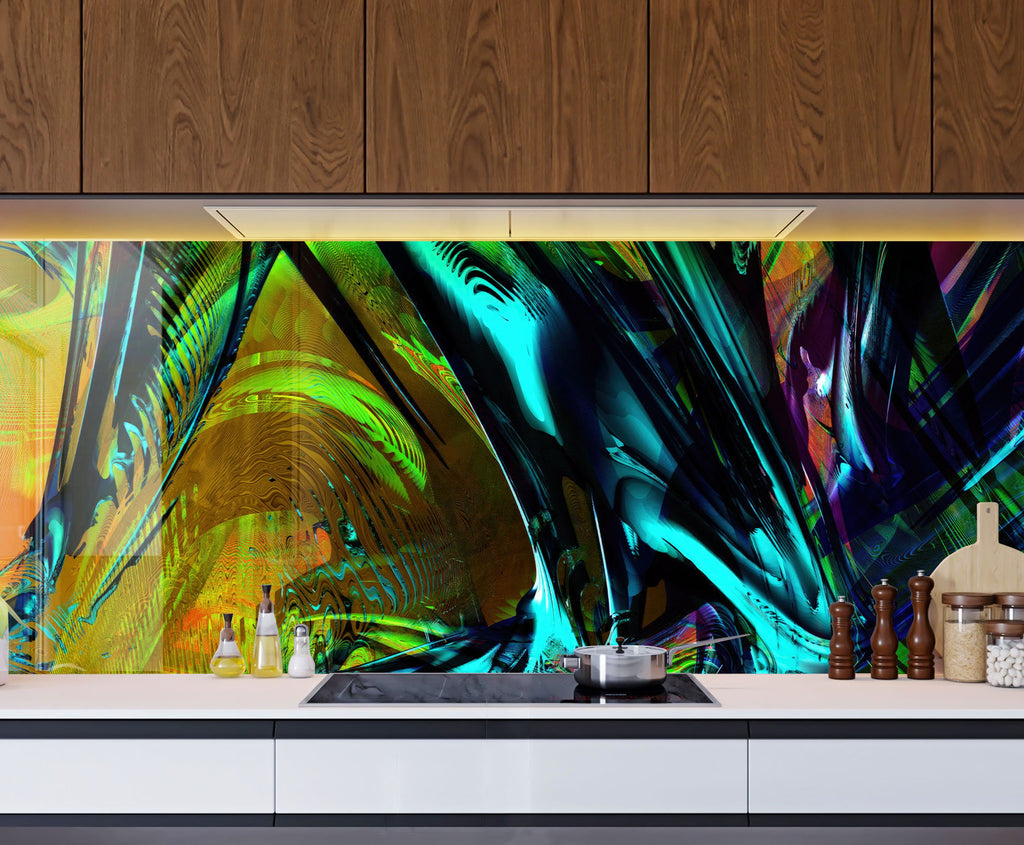 Colorful Abstract Art - Glass Kitchen Backsplash-BacksplashArtworks