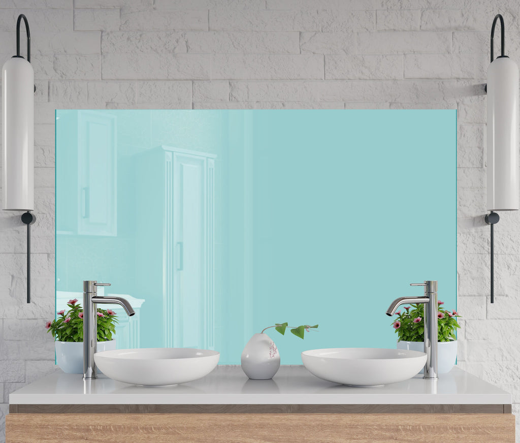 Light Blue-Green - Tempered Glass Kitchen Backsplash-BacksplashArtworks