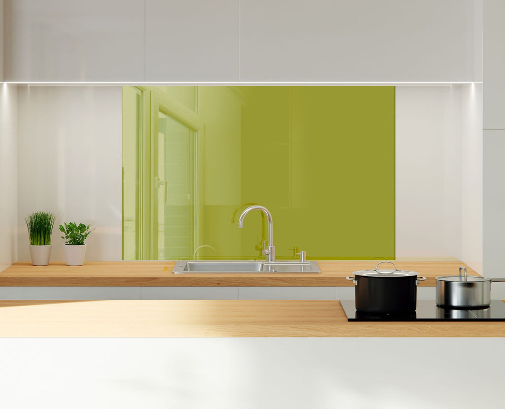 Olive - Tempered Glass Kitchen Backsplash-BacksplashArtworks