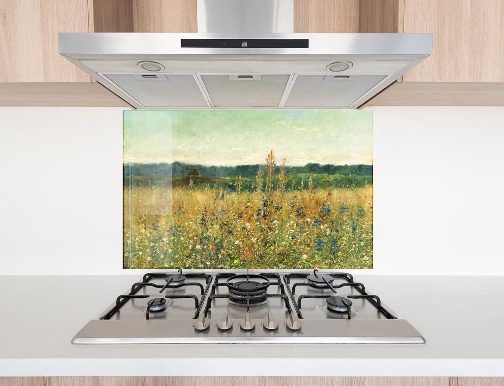 Wildflower Meadow Art - Tempered Glass Kitchen Backsplash-BacksplashArtworks