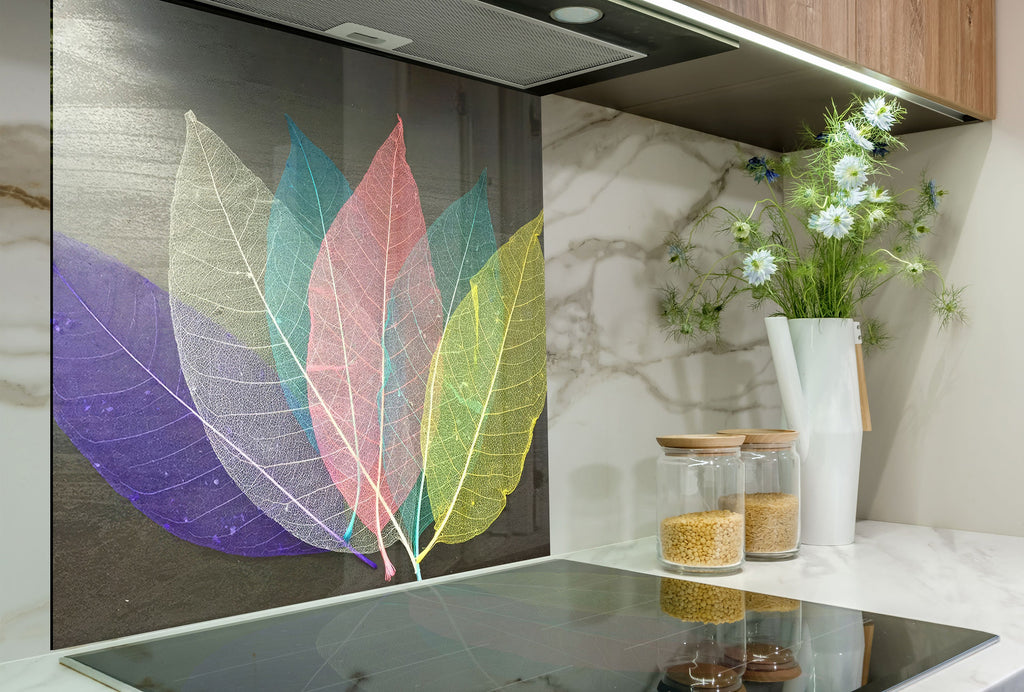 Leaves Tempered Glass Backsplash-BacksplashArtworks