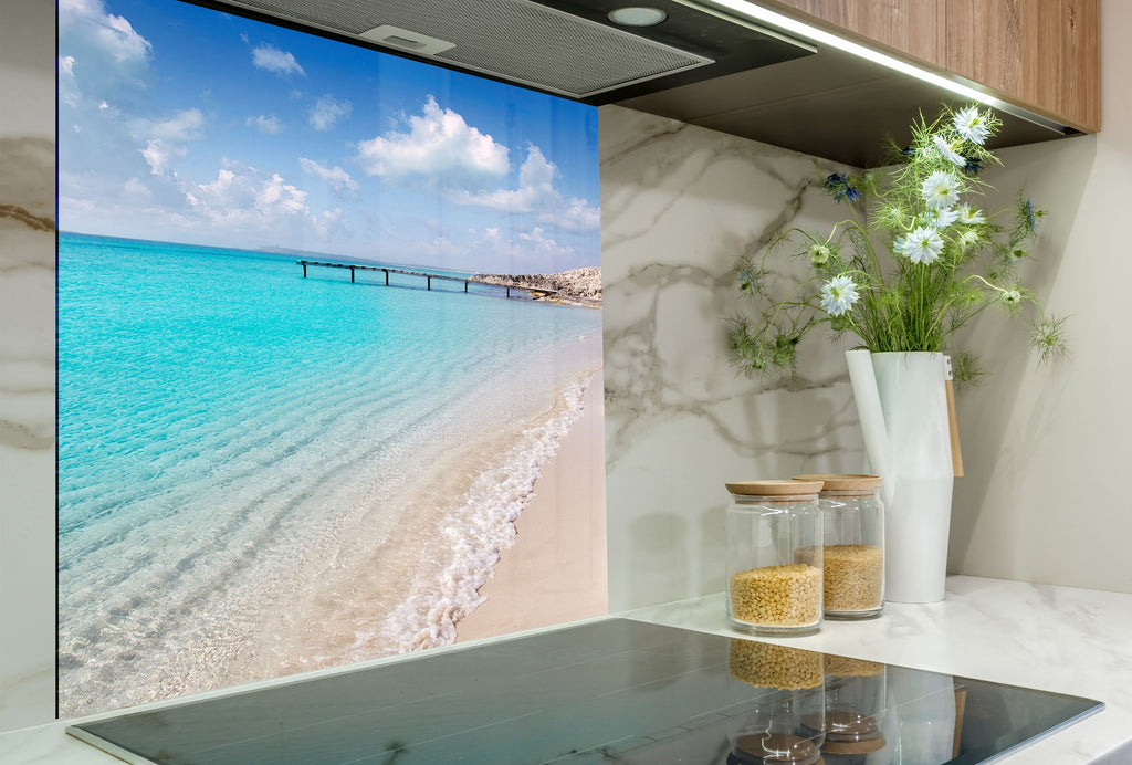 Tropical Sea View Wall Art - Glass Backsplash-BacksplashArtworks