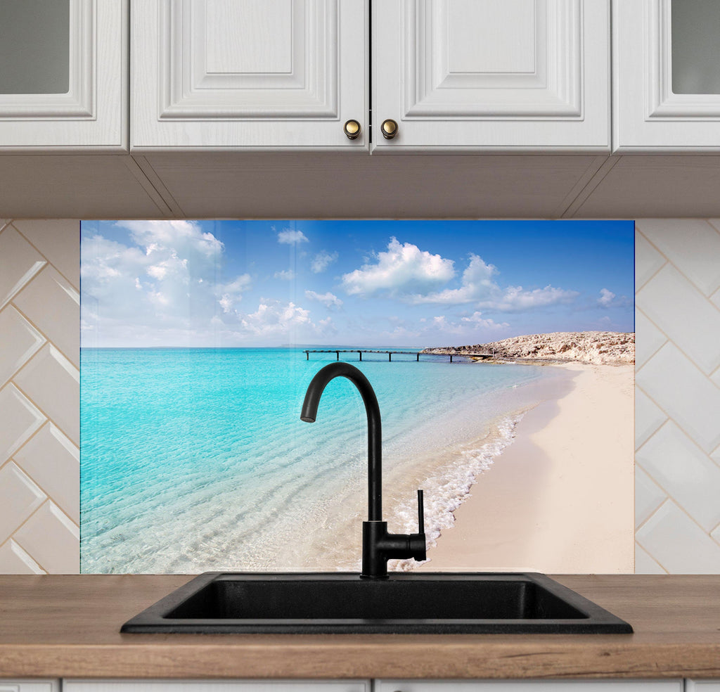Tropical Sea View Wall Art - Glass Backsplash-BacksplashArtworks