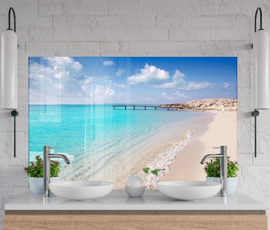 Tropical Sea View Wall Art - Glass Backsplash-BacksplashArtworks