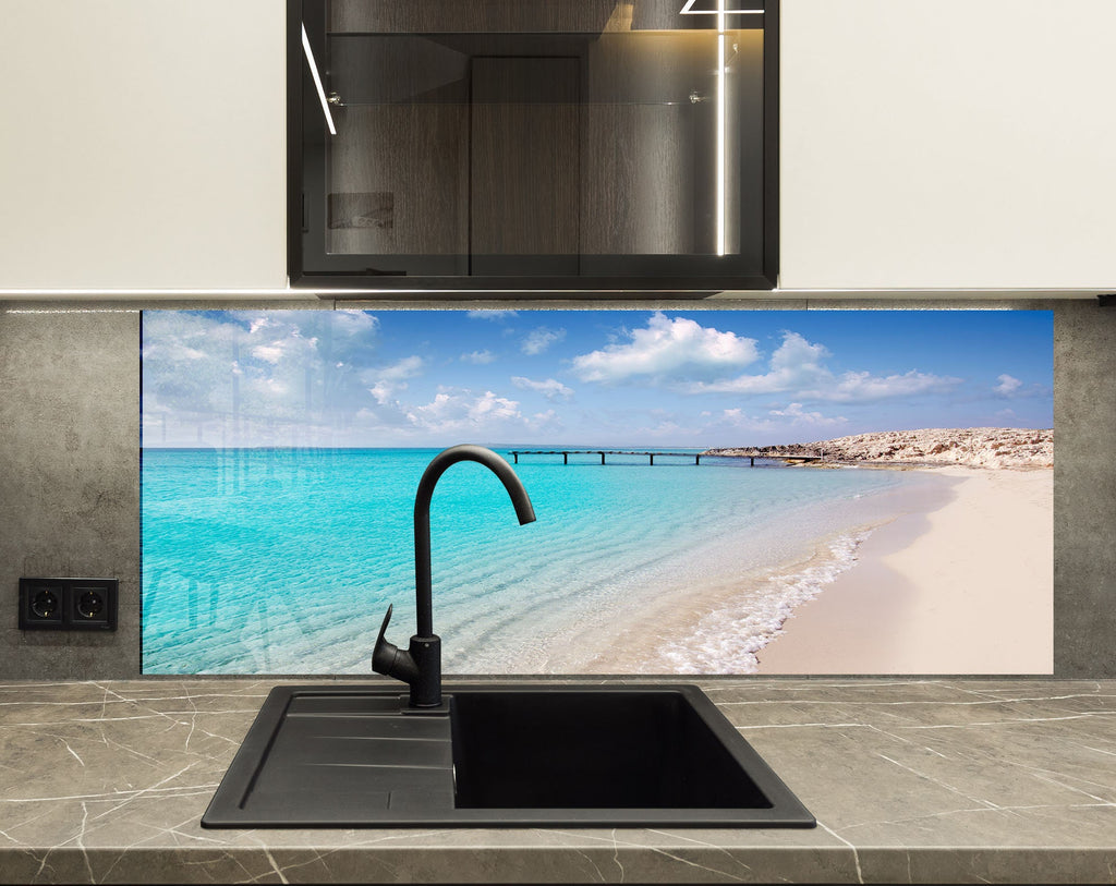 Tropical Sea View Wall Art - Glass Backsplash-BacksplashArtworks