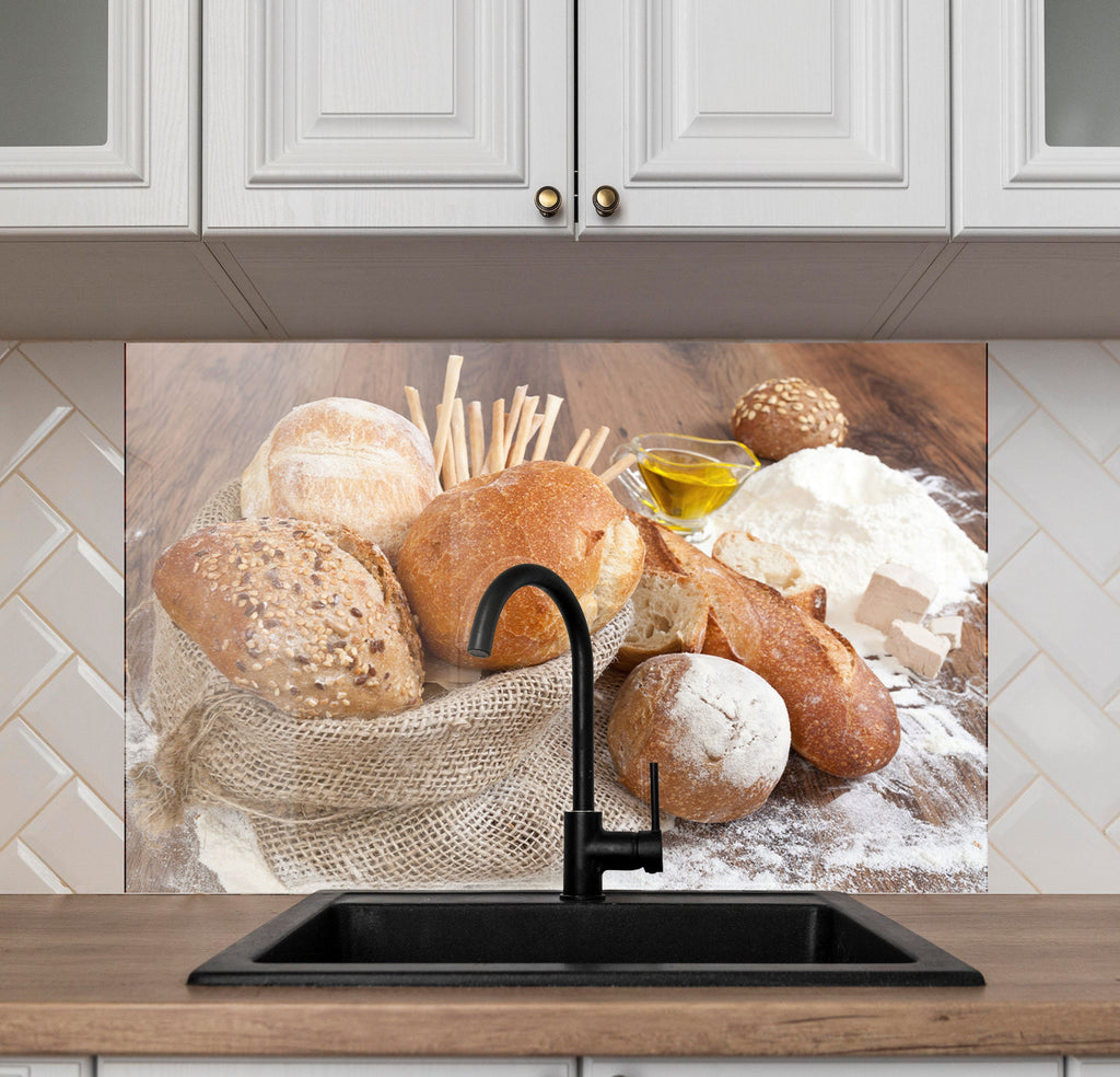 Rustic Bread Selection – Glass Kitchen Backsplash-BacksplashArtworks