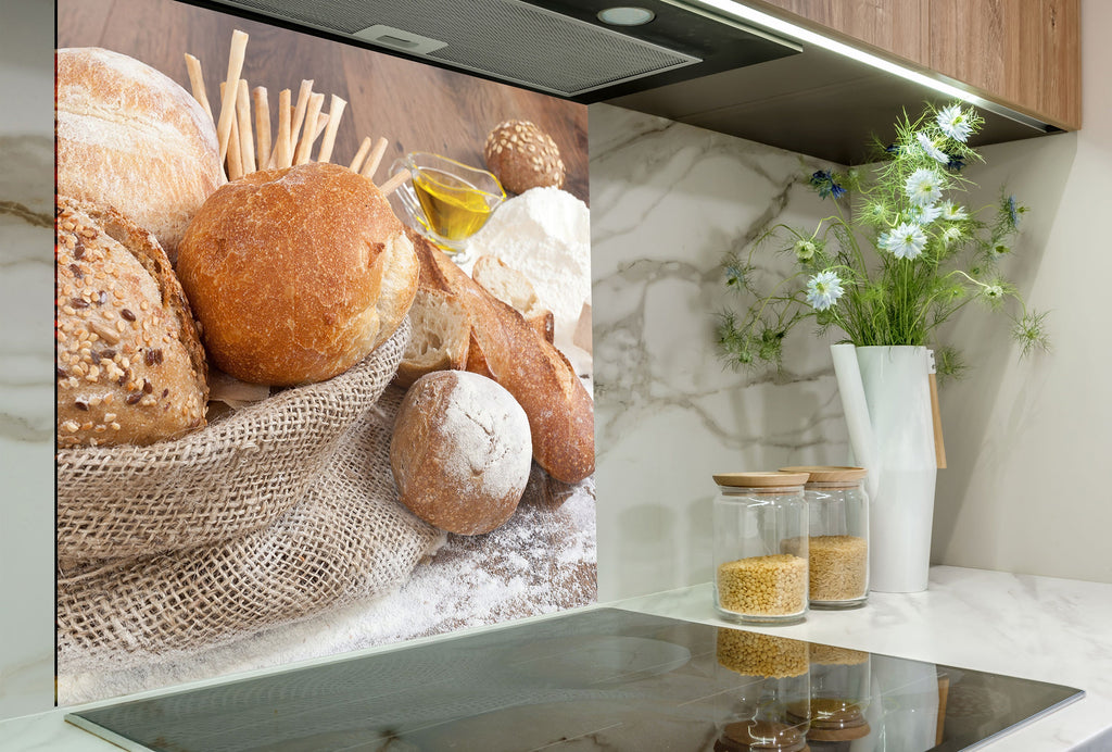 Rustic Bread Selection – Glass Kitchen Backsplash-BacksplashArtworks