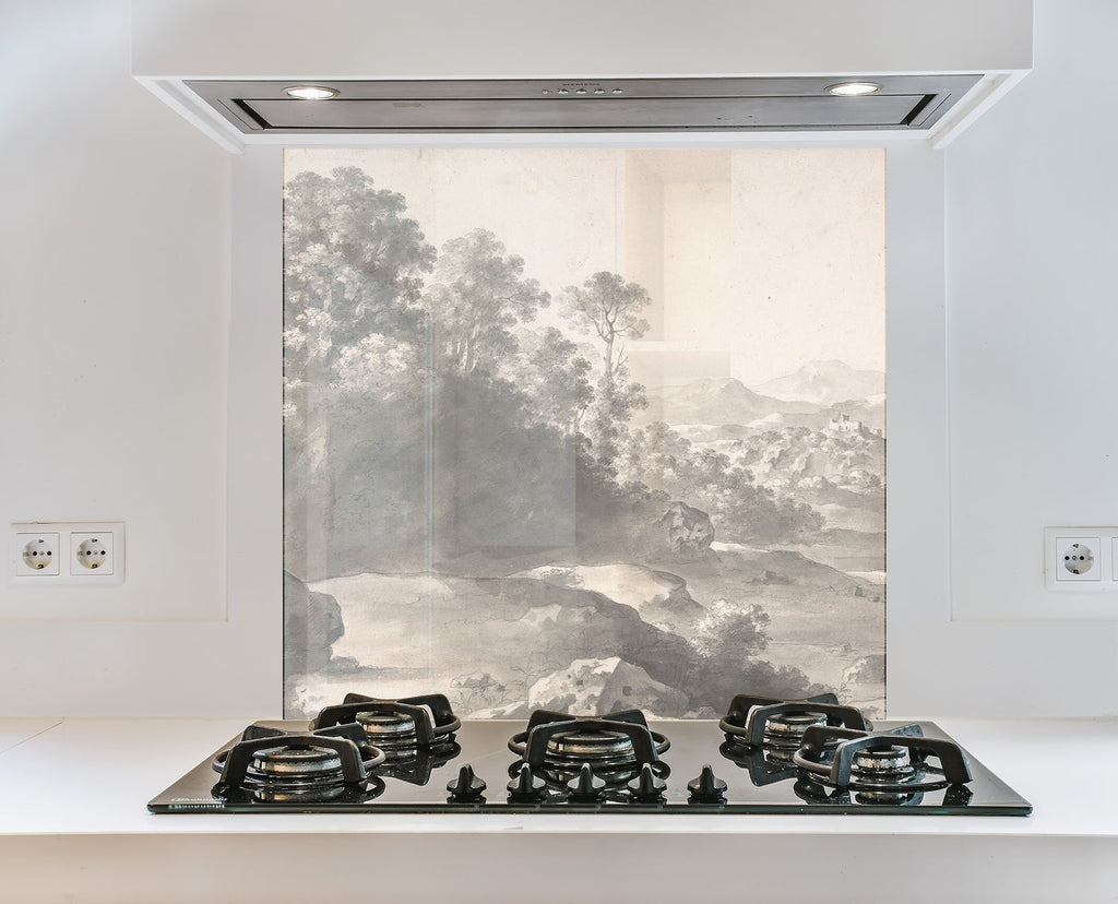 Vintage Landscape Wall Art - Tempered Glass Kitchen Backsplash-BacksplashArtworks
