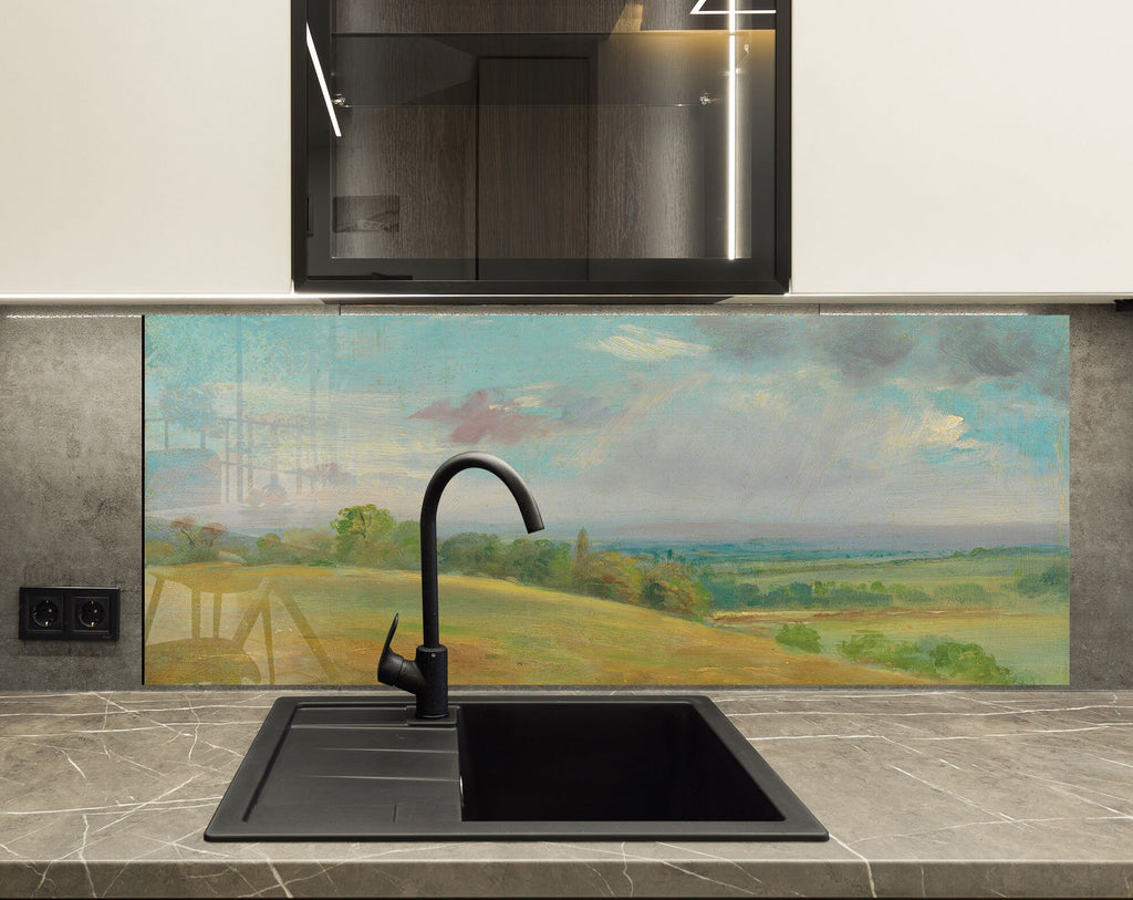 Vintage Landscape Art - Glass Kitchen Backsplash-BacksplashArtworks