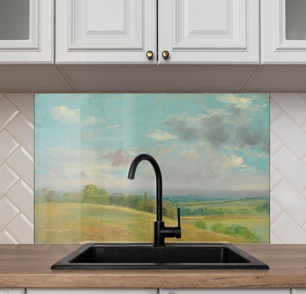 Vintage Landscape Art - Glass Kitchen Backsplash-BacksplashArtworks