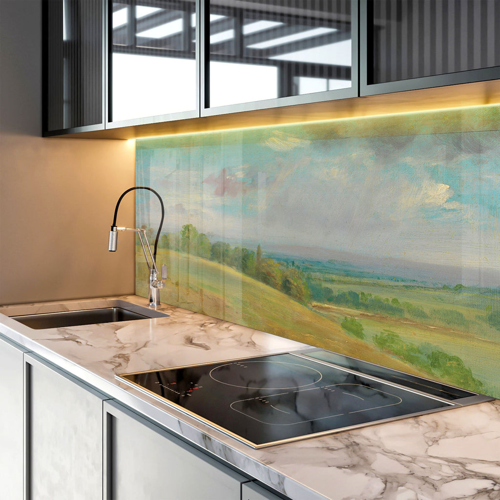 Vintage Landscape Art - Glass Kitchen Backsplash-BacksplashArtworks