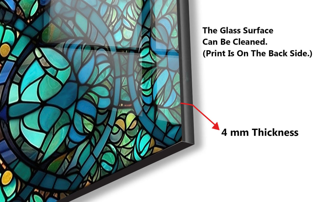 Stained Glass Floral Design - Glass Kitchen Backsplash-BacksplashArtworks
