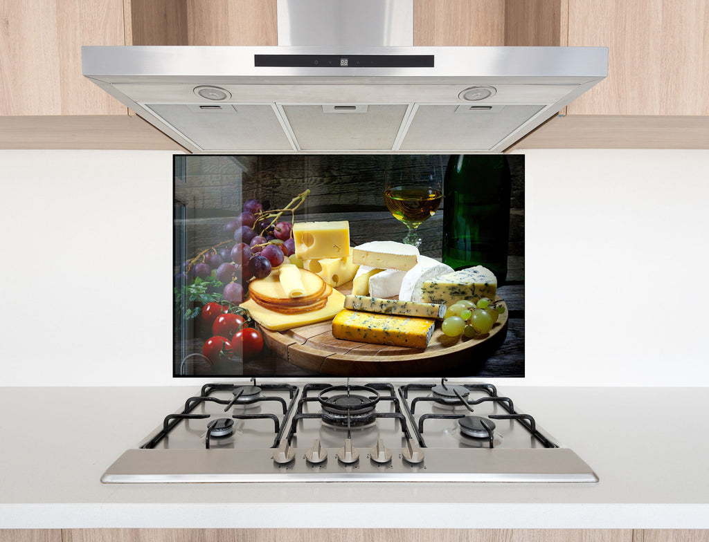 Wine & Cheese Glass Kitchen Backsplash – Gourmet Wine & Cheese Design-BacksplashArtworks