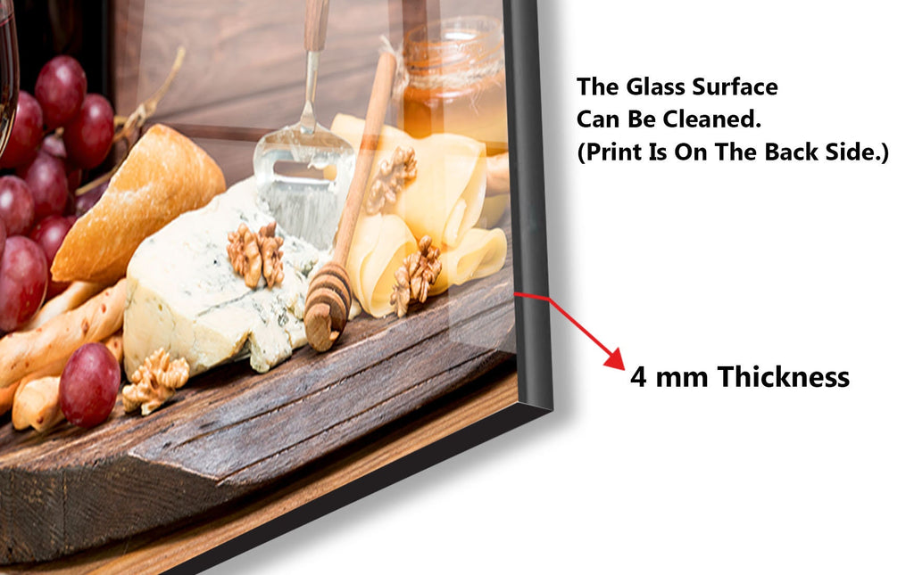 Wine & Cheese Glass Kitchen Backsplash – Wine Barrel & Grapes Design-BacksplashArtworks