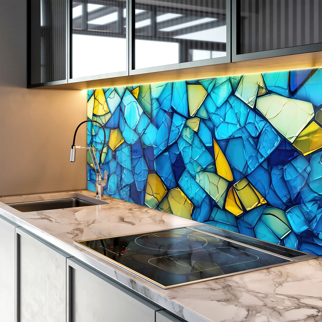 Blue Crystal - Glass Kitchen Backsplash-BacksplashArtworks