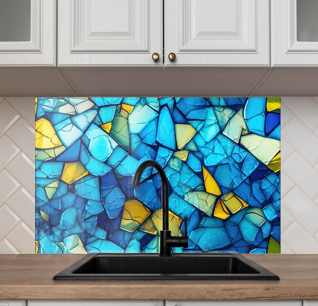 Blue Crystal - Glass Kitchen Backsplash-BacksplashArtworks