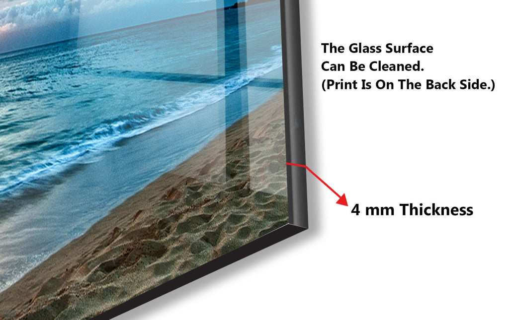 Ocean Sunset Serenity - Tempered Glass Kitchen Backsplash-BacksplashArtworks