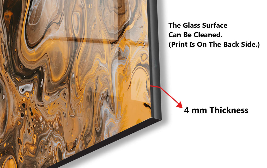 Golden Swirl Abstract - Glass Kitchen Backsplash-BacksplashArtworks