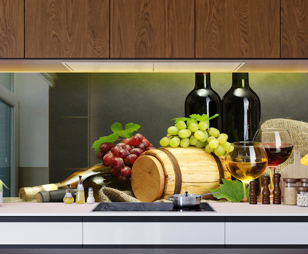Wine & Cheese Glass Kitchen Backsplash – Wine Barrel Design-BacksplashArtworks