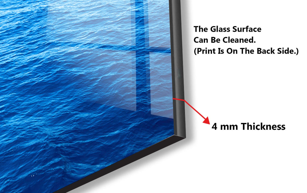 Deep Blue Ocean Wall Art – Tempered Glass Bathroom Backsplash-BacksplashArtworks