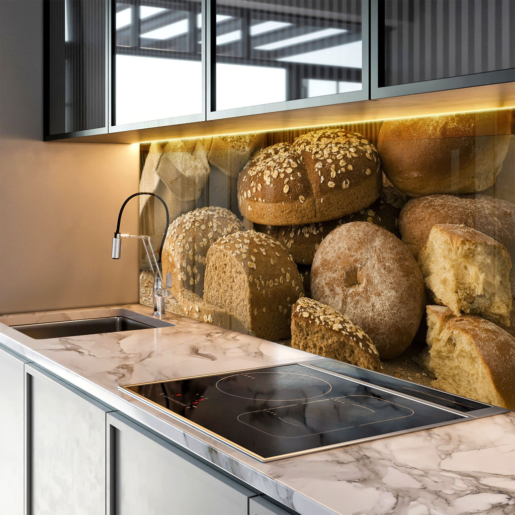 Rustic Whole Grain Bread – Tempered Glass Kitchen Backsplash-BacksplashArtworks