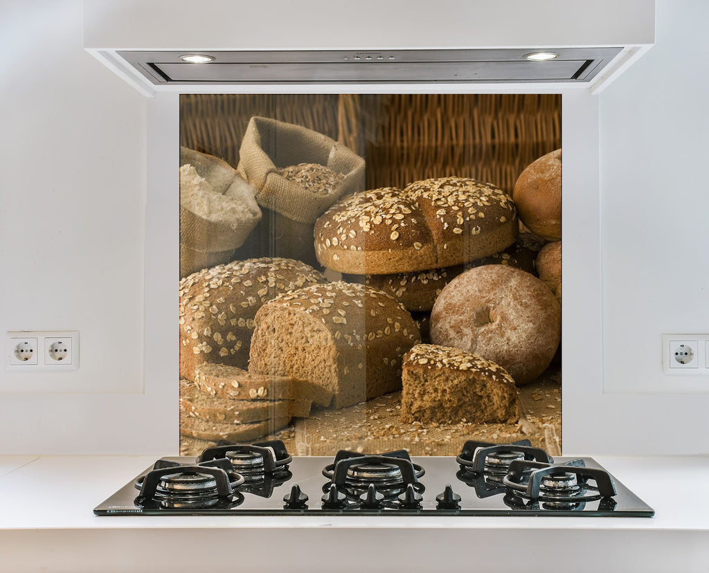 Rustic Whole Grain Bread – Tempered Glass Kitchen Backsplash-BacksplashArtworks