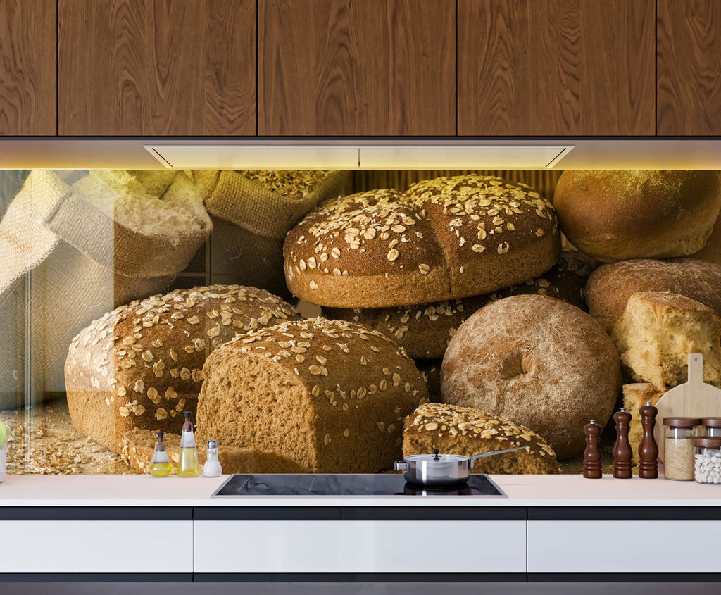 Rustic Whole Grain Bread – Tempered Glass Kitchen Backsplash-BacksplashArtworks