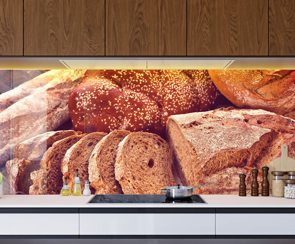 Rustic Whole Grain Bread – Glass Kitchen Backsplash-BacksplashArtworks