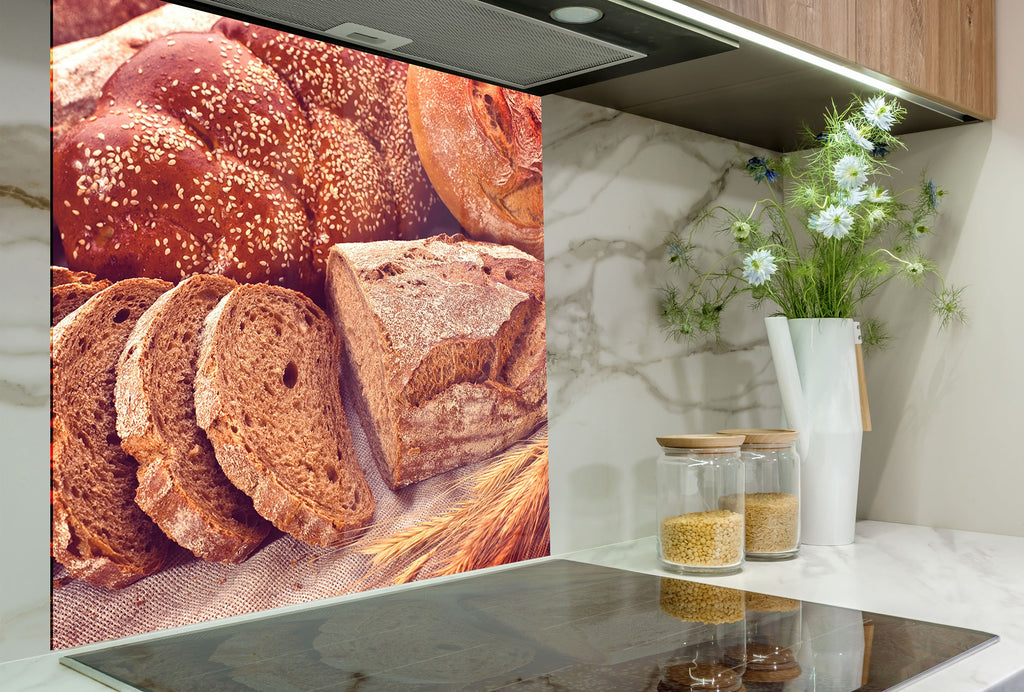 Rustic Whole Grain Bread – Glass Kitchen Backsplash-BacksplashArtworks