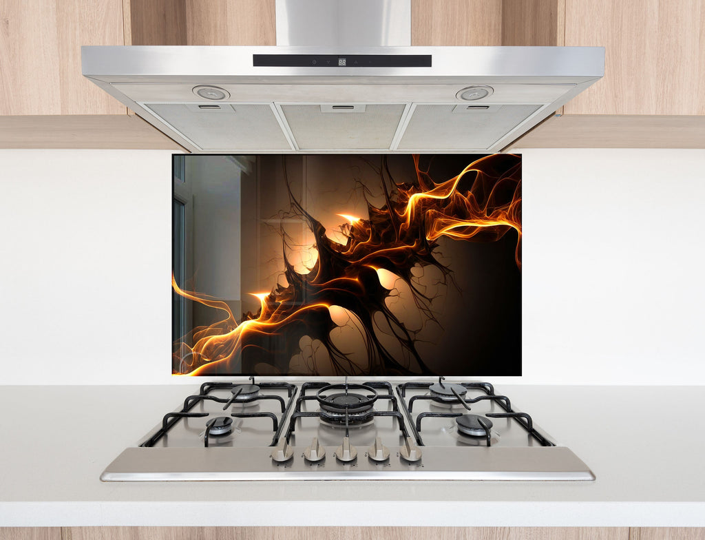 Fiery Abstract Art – Glass Kitchen Backsplash-BacksplashArtworks