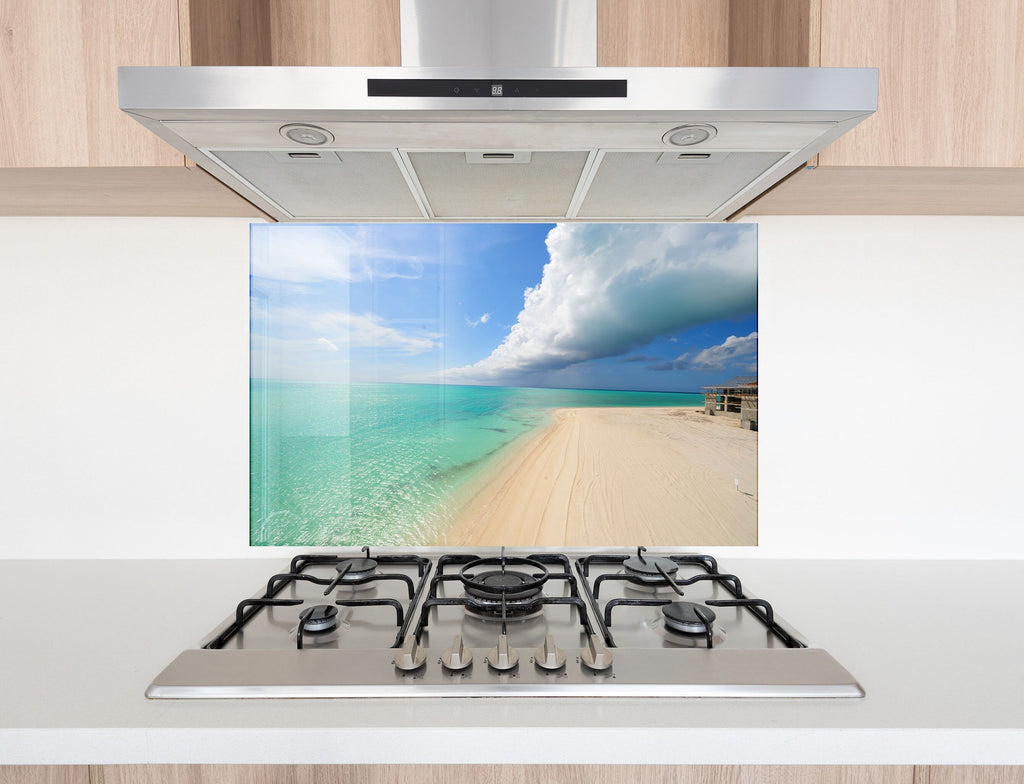 Serene Coastal Beach View Wall Art – Tempered Glass Kitchen Backsplash-BacksplashArtworks