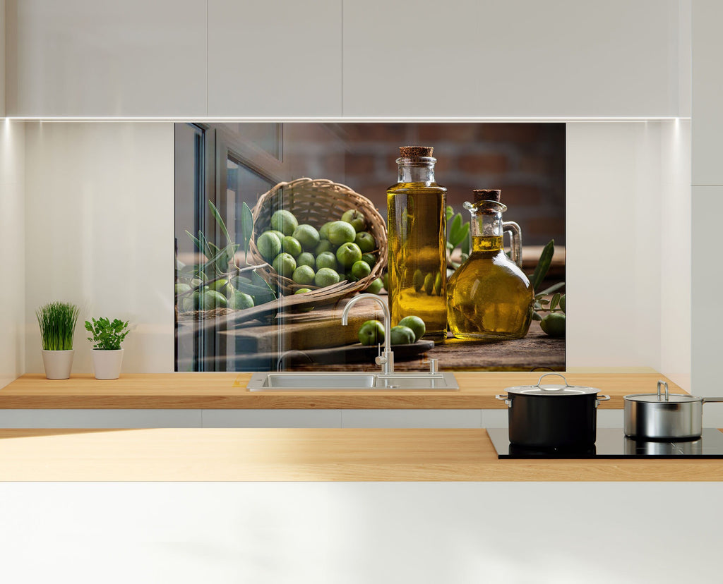 Olive Oil Tempered Glass Kitchen Backsplash – Fresh Design-BacksplashArtworks