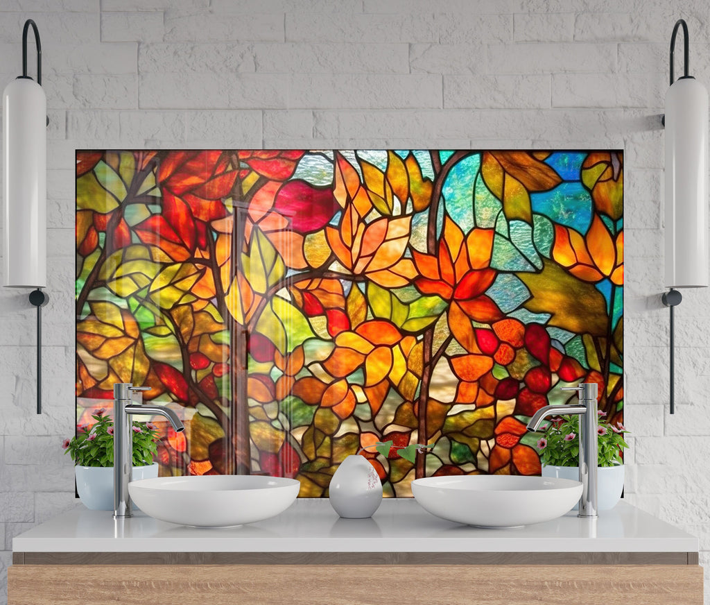Autumn Stained - Glass Kitchen Backsplash-BacksplashArtworks
