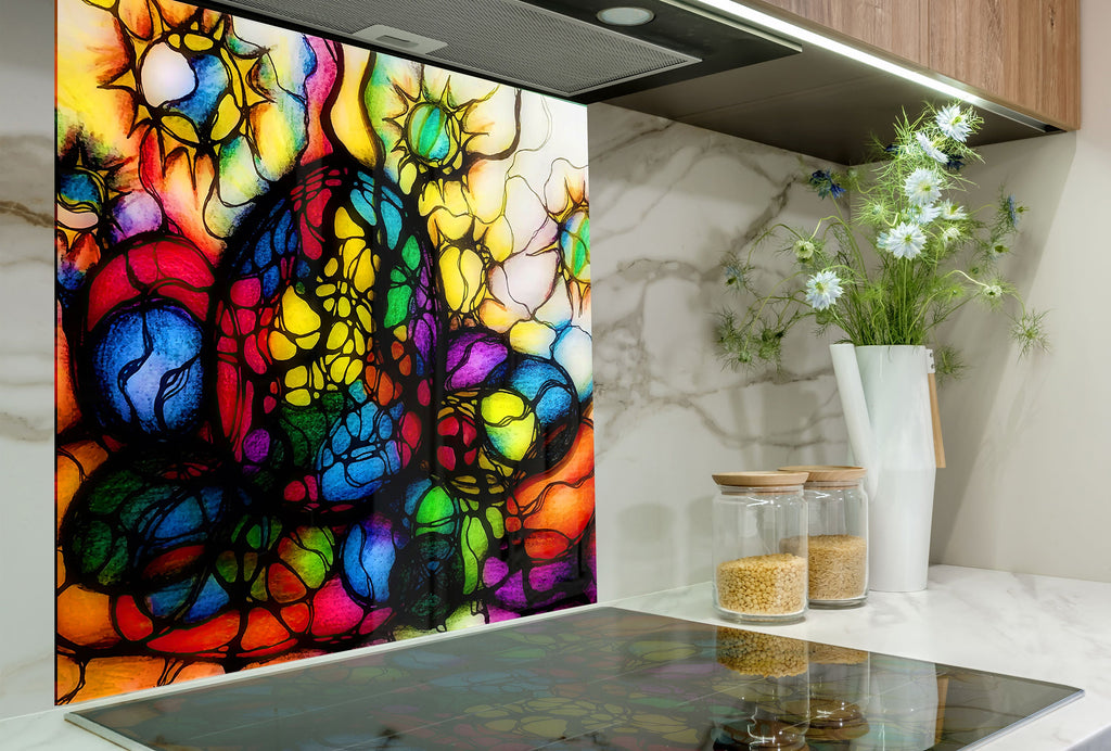 Abstract Stained - Glass Kitchen Backsplash-BacksplashArtworks