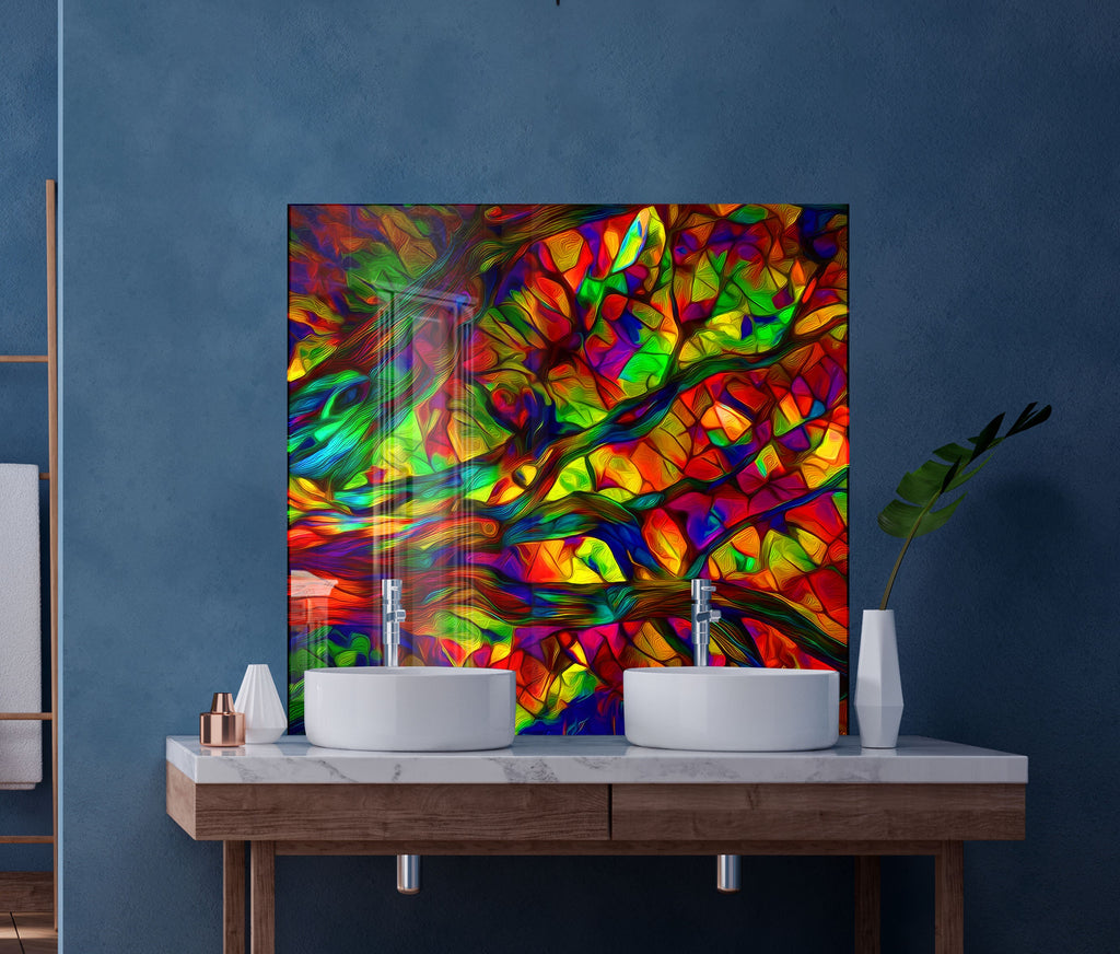 Vibrant Stained - Glass Kitchen Backsplash-BacksplashArtworks