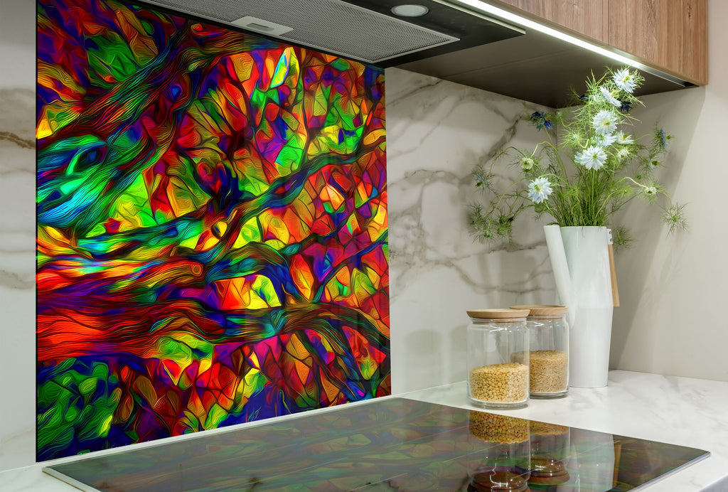 Vibrant Stained - Glass Kitchen Backsplash-BacksplashArtworks