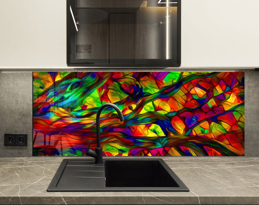 Vibrant Stained - Glass Kitchen Backsplash-BacksplashArtworks