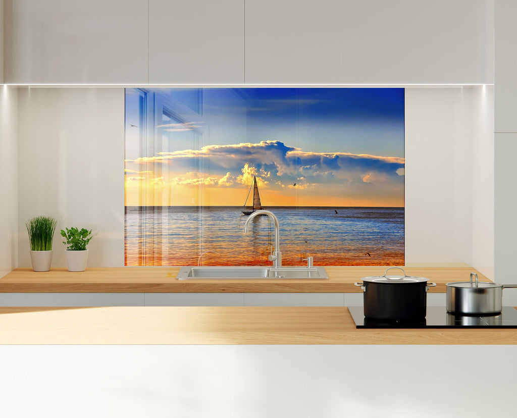 Sailing Serenity Wall Art - Tempered Glass Kitchen Backsplash-BacksplashArtworks