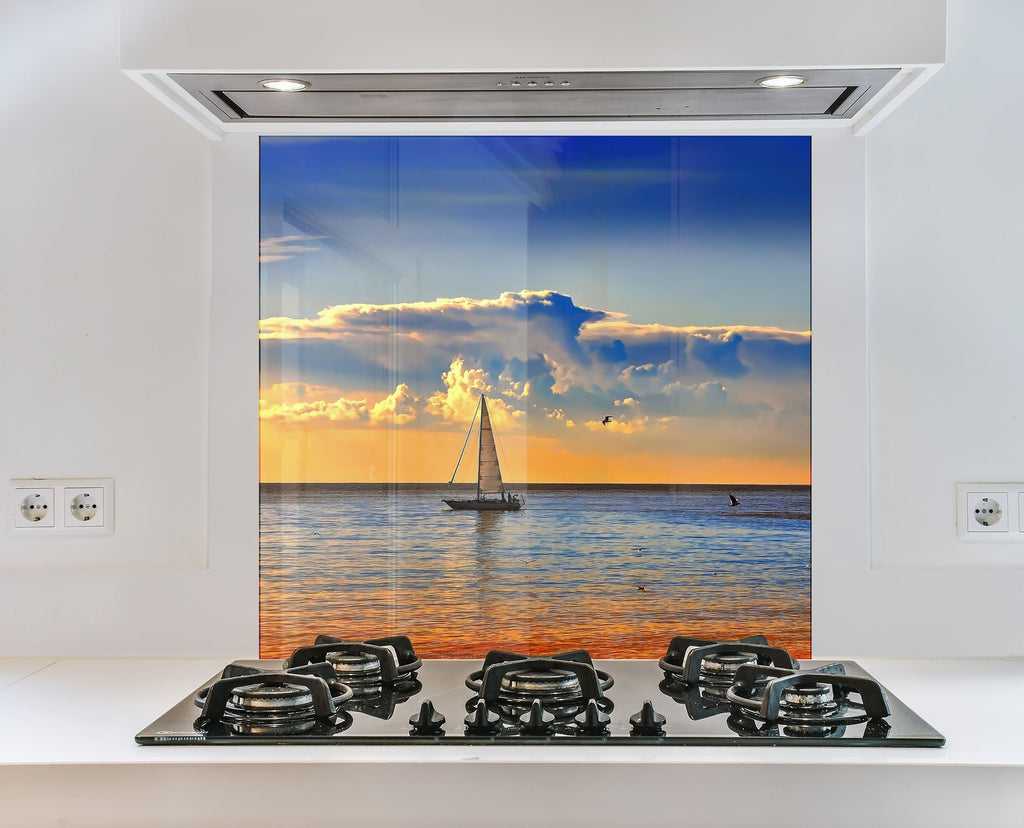 Sailing Serenity Wall Art - Tempered Glass Kitchen Backsplash-BacksplashArtworks