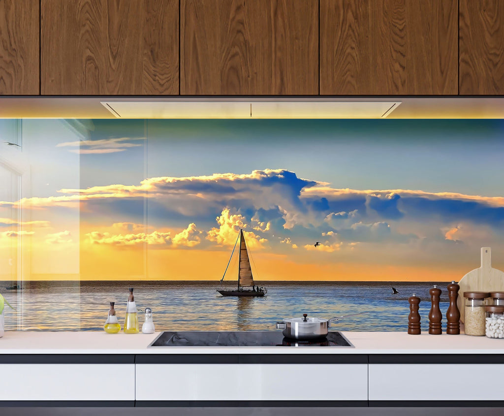 Sailing Serenity Wall Art - Tempered Glass Kitchen Backsplash-BacksplashArtworks