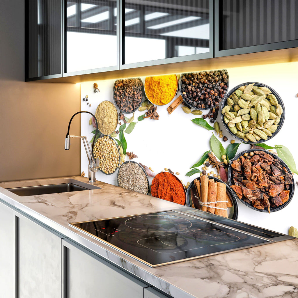 Spice Harmony Circle - Glass Kitchen Backsplash-BacksplashArtworks