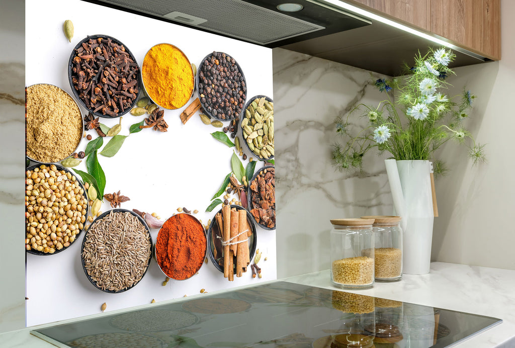 Spice Harmony Circle - Glass Kitchen Backsplash-BacksplashArtworks