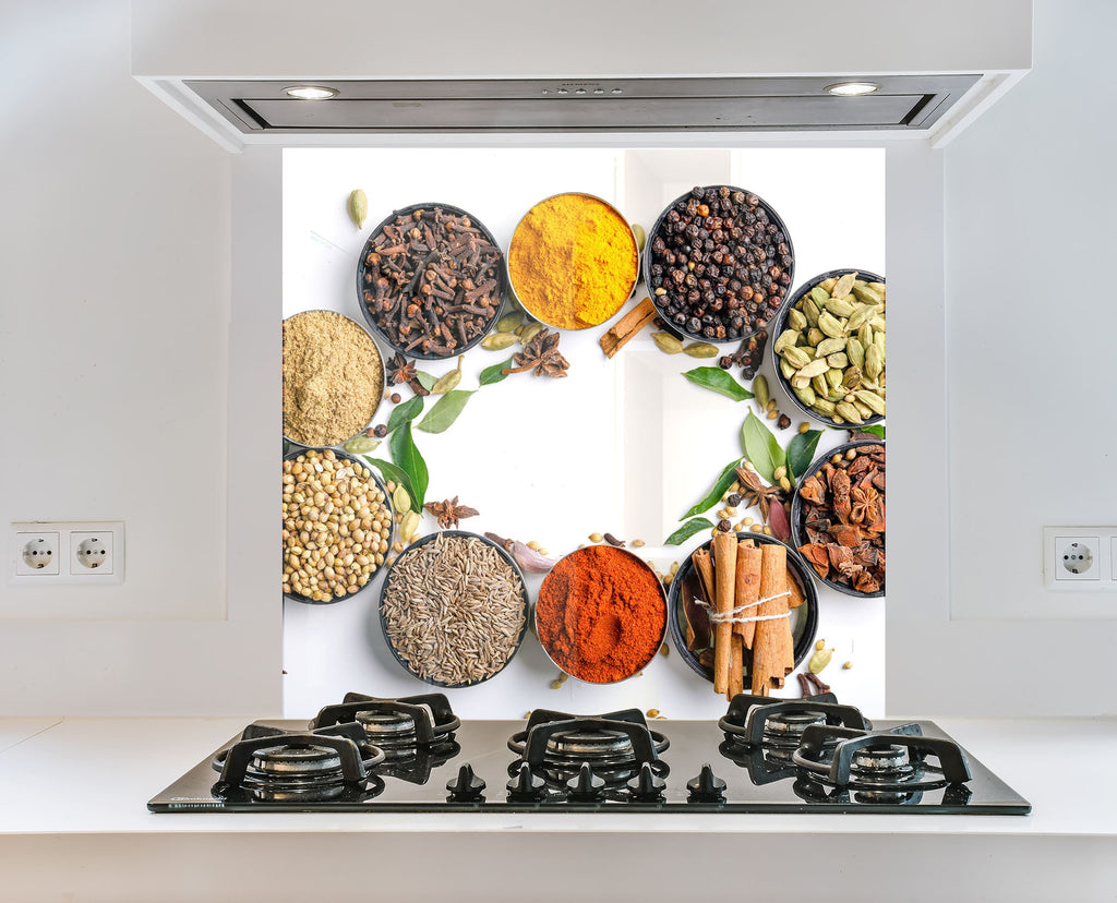 Spice Harmony Circle - Glass Kitchen Backsplash-BacksplashArtworks