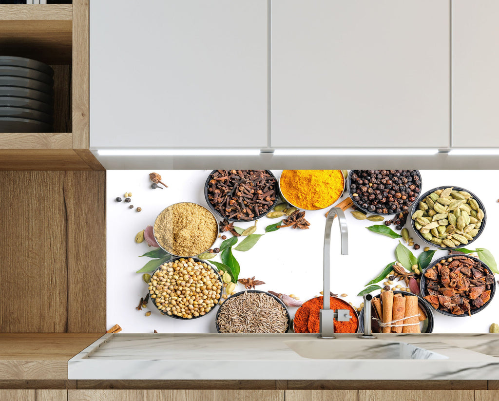 Spice Harmony Circle - Glass Kitchen Backsplash-BacksplashArtworks