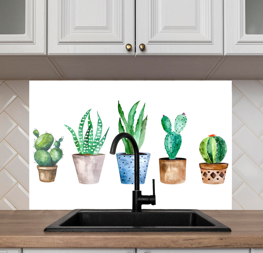 Cactus Tempered Glass Backsplash-BacksplashArtworks