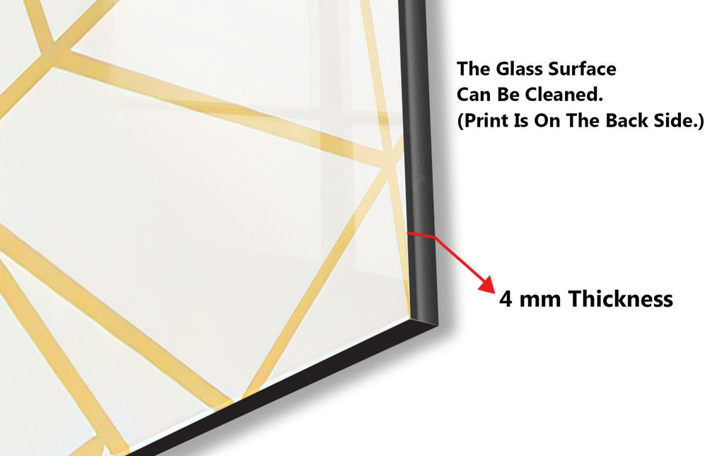 Gold Geometric Lines - Glass Kitchen Backsplash-BacksplashArtworks