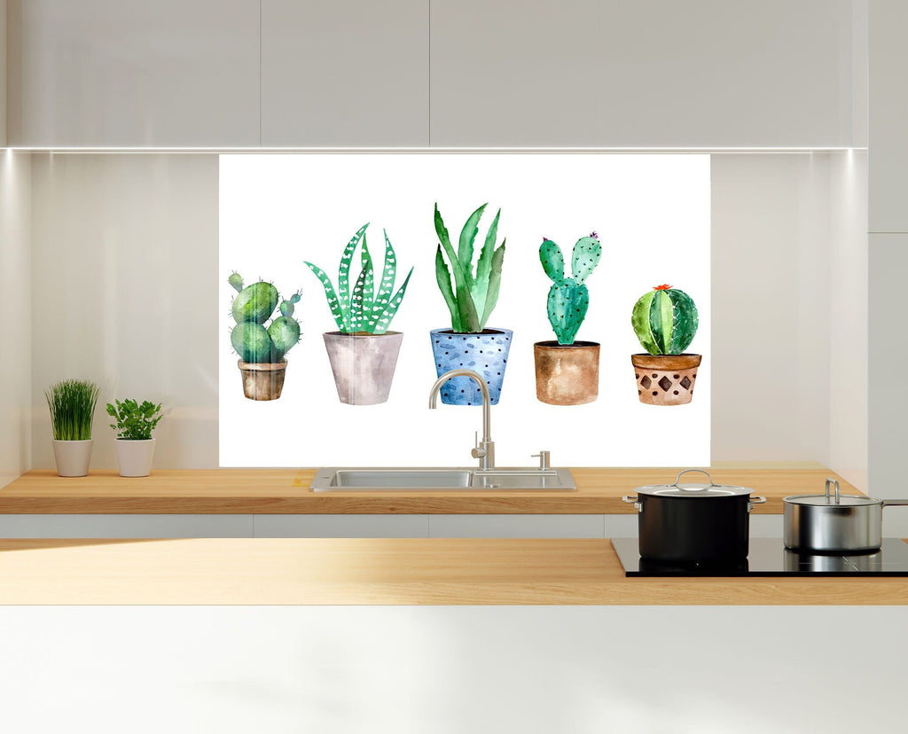 Cactus Tempered Glass Backsplash-BacksplashArtworks