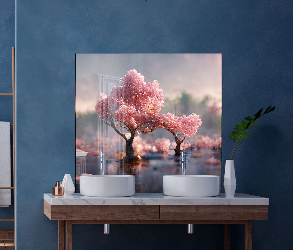 Cherry Blossom Dream Wall Art - Tempered Glass Kitchen Backsplash-BacksplashArtworks