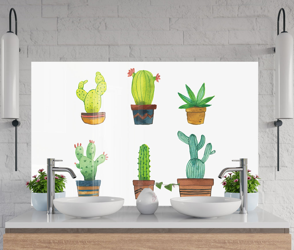 Cactus Tempered Glass Backsplash-BacksplashArtworks