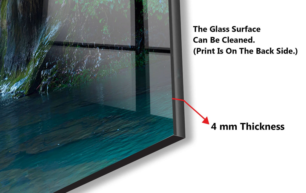 Mystical Forest Waterfall Wall Art - Tempered Glass Kitchen Backsplash-BacksplashArtworks